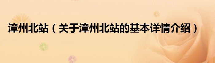 漳州北站（关于漳州北站的基本详情介绍）