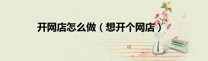 开网店怎么做（想开个网店）