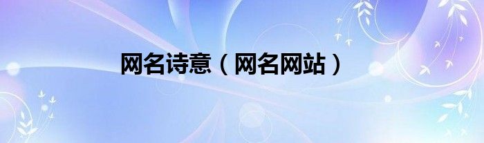 网名诗意（网名网站）