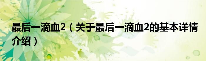 最后一滴血2（关于最后一滴血2的基本详情介绍）