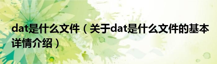 dat是什么文件（关于dat是什么文件的基本详情介绍）