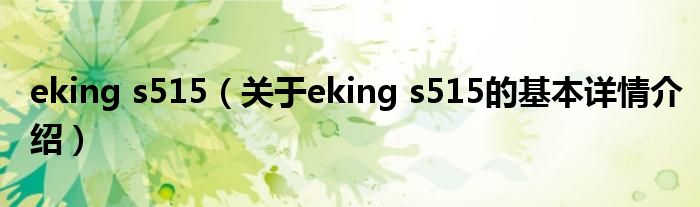 eking s515（关于eking s515的基本详情介绍）