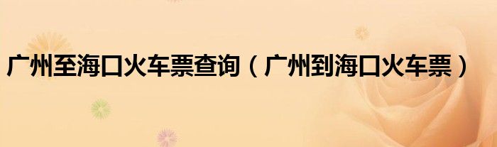 广州至海口火车票查询（广州到海口火车票）