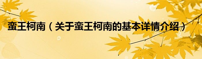 蛮王柯南（关于蛮王柯南的基本详情介绍）