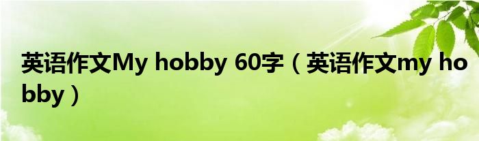 英语作文My hobby 60字（英语作文my hobby）