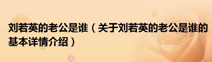 刘若英的老公是谁（关于刘若英的老公是谁的基本详情介绍）