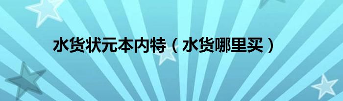 水货状元本内特（水货哪里买）