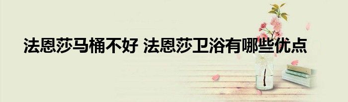 法恩莎马桶不好 法恩莎卫浴有哪些优点