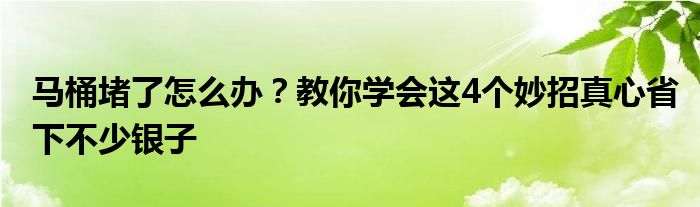 马桶堵了怎么办？教你学会这4个妙招真心省下不少银子