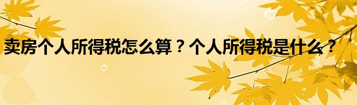 卖房个人所得税怎么算？个人所得税是什么？