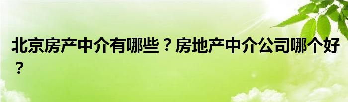 北京房产中介有哪些？房地产中介公司哪个好？