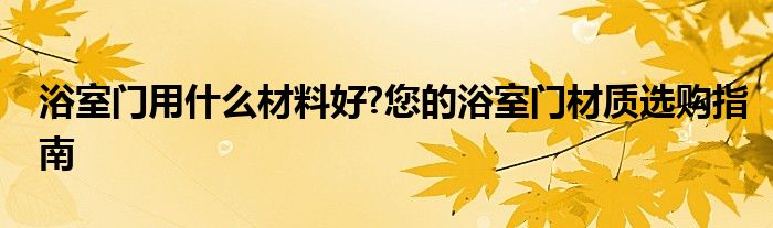 浴室门用什么材料好?您的浴室门材质选购指南