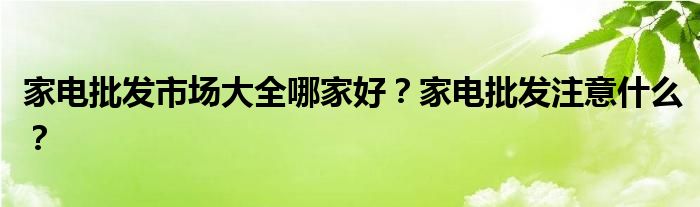 家电批发市场大全哪家好？家电批发注意什么？