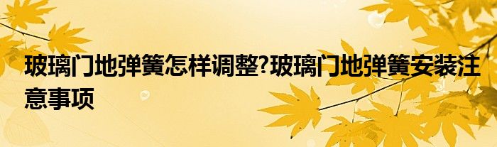 玻璃门地弹簧怎样调整?玻璃门地弹簧安装注意事项