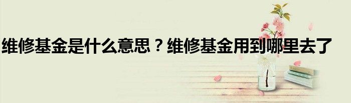 维修基金是什么意思？维修基金用到哪里去了