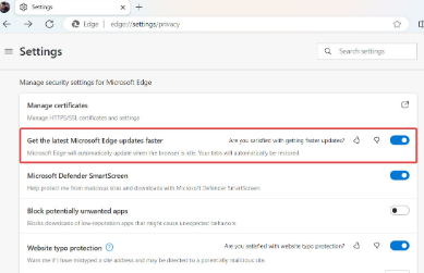 Edge Canary现在可以自动关闭以安装可用更新