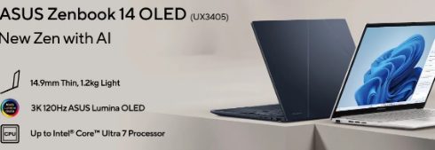 华硕在市场推出了新的Zenbook 14 OLED 系列