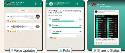 WhatsApp频道获得民意调查语音更新和更多功能