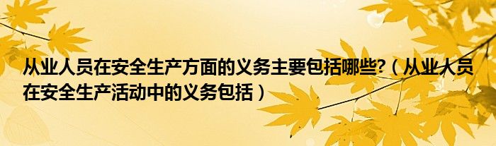 从业人员在安全生产方面的义务主要包括哪些?（从业人员在安全生产活动中的义务包括）