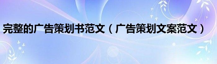 完整的广告策划书范文（广告策划文案范文）