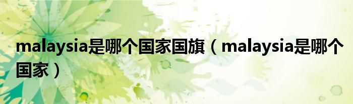 malaysia是哪个国家国旗（malaysia是哪个国家）