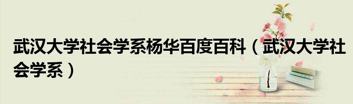 武汉大学社会学系杨华百度百科（武汉大学社会学系）