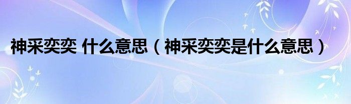 神采奕奕 什么意思（神采奕奕是什么意思）