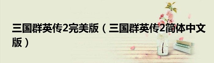 三国群英传2完美版（三国群英传2简体中文版）