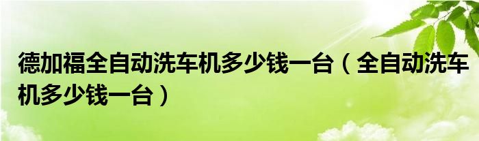 德加福全自动洗车机多少钱一台（全自动洗车机多少钱一台）