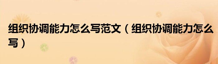 组织协调能力怎么写范文（组织协调能力怎么写）