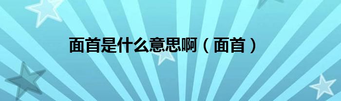 面首是什么意思啊（面首）