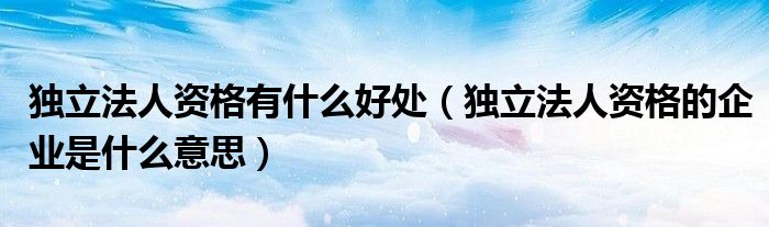 独立法人资格有什么好处（独立法人资格的企业是什么意思）