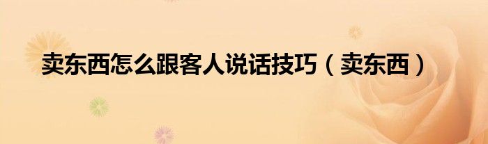 卖东西怎么跟客人说话技巧（卖东西）