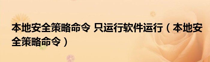本地安全策略命令 只运行软件运行（本地安全策略命令）