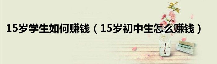 15岁学生如何赚钱（15岁初中生怎么赚钱）
