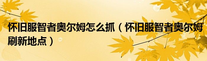 怀旧服智者奥尔姆怎么抓（怀旧服智者奥尔姆刷新地点）
