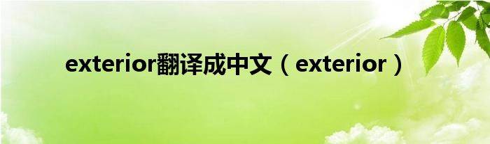 exterior翻译成中文（exterior）