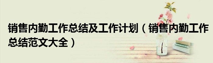 销售内勤工作总结及工作计划（销售内勤工作总结范文大全）