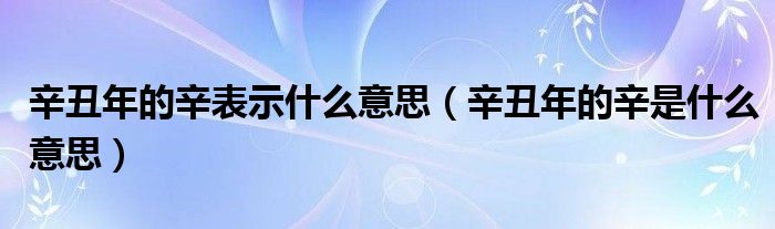辛丑年的辛表示什么意思（辛丑年的辛是什么意思）