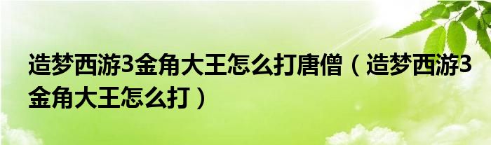 造梦西游3金角大王怎么打唐僧（造梦西游3金角大王怎么打）