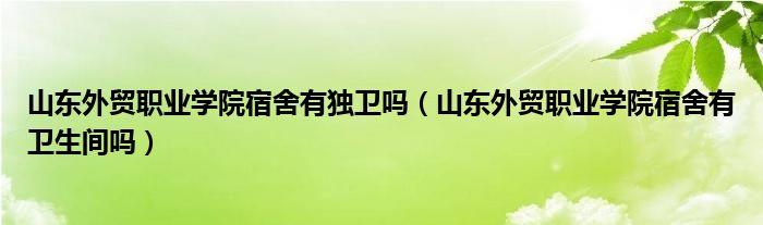 山东外贸职业学院宿舍有独卫吗（山东外贸职业学院宿舍有卫生间吗）