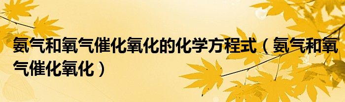 氨气和氧气催化氧化的化学方程式（氨气和氧气催化氧化）