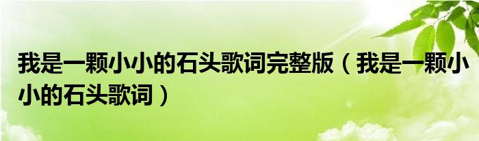 我是一颗小小的石头歌词完整版（我是一颗小小的石头歌词）