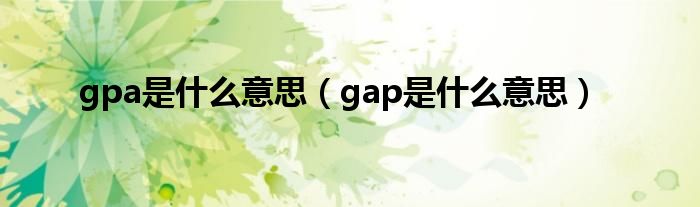 gpa是什么意思（gap是什么意思）