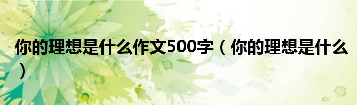 你的理想是什么作文500字（你的理想是什么）