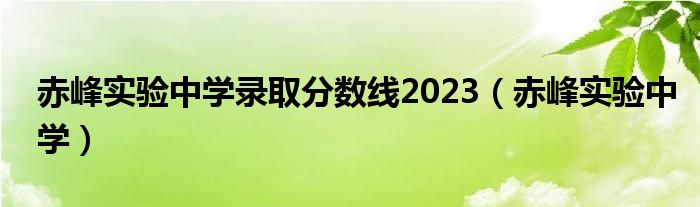 赤峰实验中学录取分数线2023（赤峰实验中学）