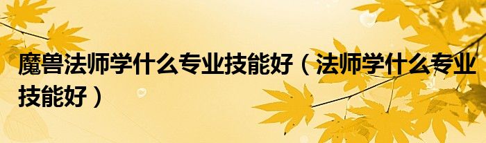 魔兽法师学什么专业技能好（法师学什么专业技能好）