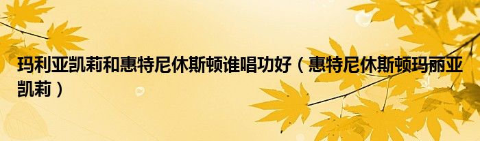 玛利亚凯莉和惠特尼休斯顿谁唱功好（惠特尼休斯顿玛丽亚凯莉）