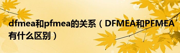dfmea和pfmea的关系（DFMEA和PFMEA有什么区别）