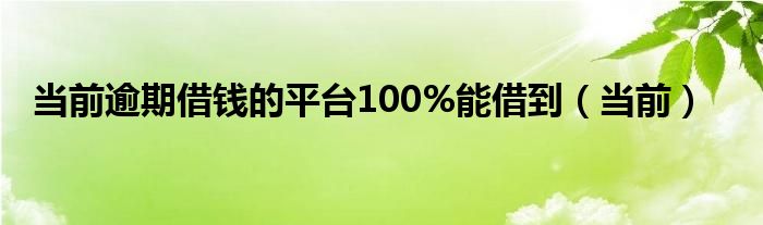 当前逾期借钱的平台100%能借到（当前）